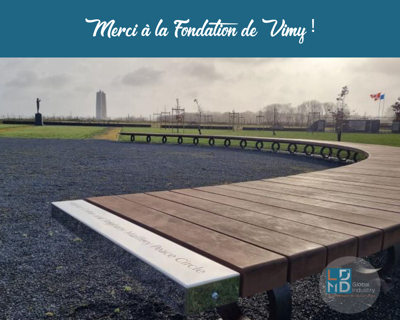 Fondation de vimy amenagements exterieurs banc en bois